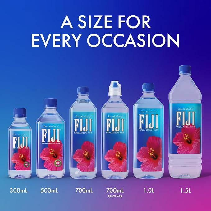 FIJI Natural Artesian Water, 500mL (16.9 Fl Oz) – 6-Pack | Premium Sustainable Hydration in 100% Recycled Plastic