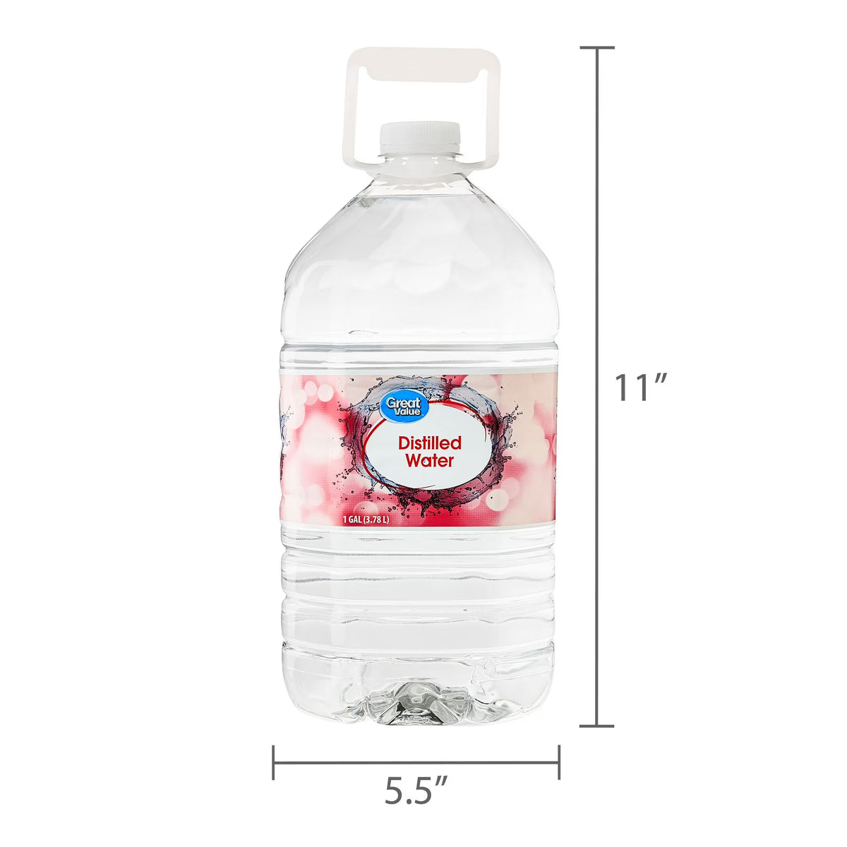 Great Value Distilled Water, 1 Gallon (128 fl oz) Jugs, 12 Pack, High-Purity Distilled Water for Household & Everyday Use
