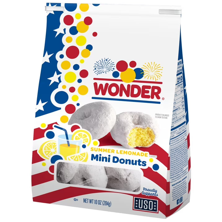 Wonder Summer Lemonade Flavored Mini Donuts, Shareable Lemon Donuts, 10 oz Bag