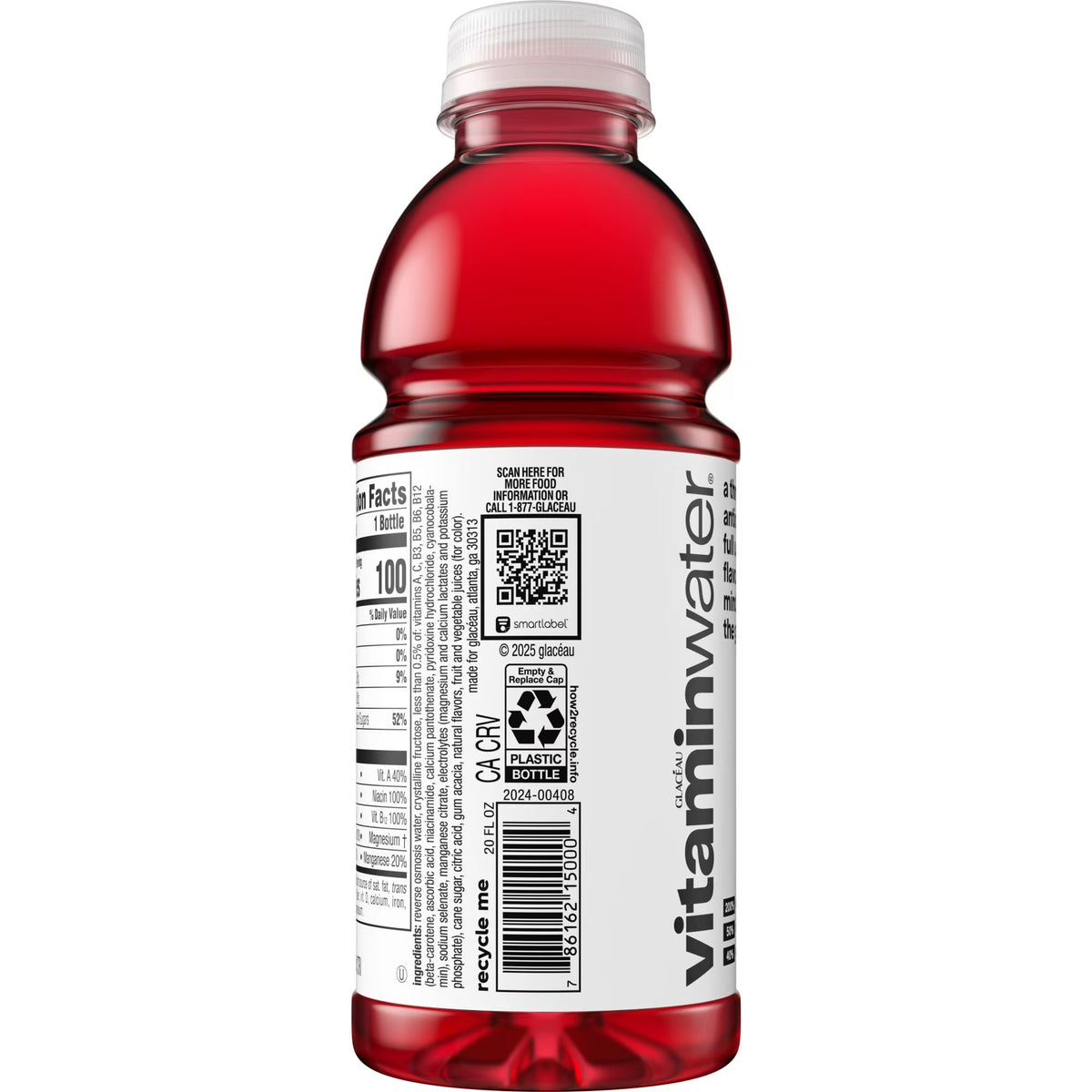vitaminwater XXX Acai-Blueberry-Pomegranate Flavored Water Beverage, 20 fl oz Bottle, Nutrient Enhanced with Vitamins & Electrolytes