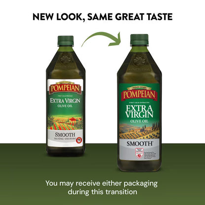 Pompeian Smooth Extra Virgin Olive Oil, Mild & Balanced Flavor, Premium Cooking Oil, 16 fl oz Bottle