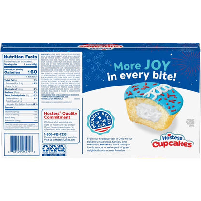 ( 2 PACK ) Hostess Patriotic Cupcakes, Golden Snack Cakes, 11.57 oz Box (16 Pouches)
