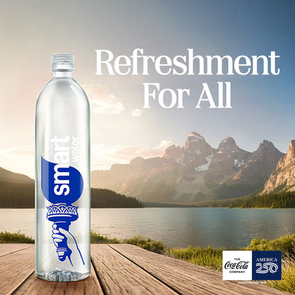smartwater Vapor Distilled Water, 33.8 fl oz Bottle, Premium Purified Water with Electrolytes for Taste