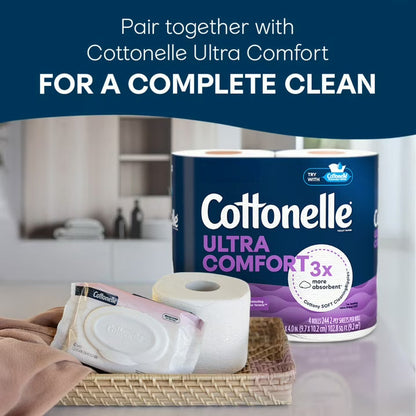 Cottonelle Fragrance Free Flushable Wet Wipes, Gentle Cleansing Bathroom Wipes, 4 Flip-Top Packs