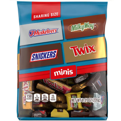SNICKERS, TWIX & More Minis Chocolate Candy Bars Variety Pack, Assorted Mini Chocolate Candy, 8.31 oz Bag