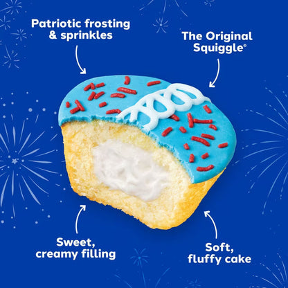 ( 4 PACK ) Hostess Patriotic Cupcakes, Golden Snack Cakes, 11.57 oz Box (32 Pouches)