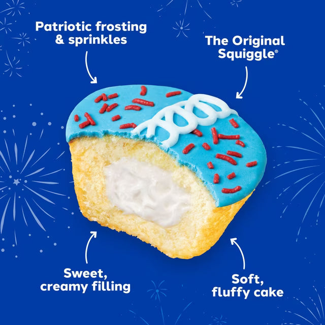( 2 PACK ) Hostess Patriotic Cupcakes, Golden Snack Cakes, 11.57 oz Box (16 Pouches)