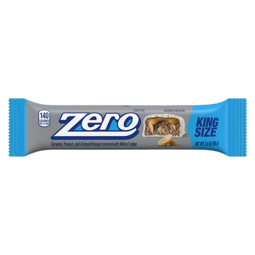 Zero White Fudge, Caramel, Peanut, Almond Nougat King Size Candy, Bar 3.4 oz