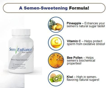 Make Your Semen Taste Fruity Men's Formula with Pineapple & Vitamin C - Fruit-Based Supplement for Men - 60 Capsules