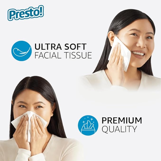 Presto! Premium 3-Ply Tissues (4-Box Bundle) – Soft Household Essential
