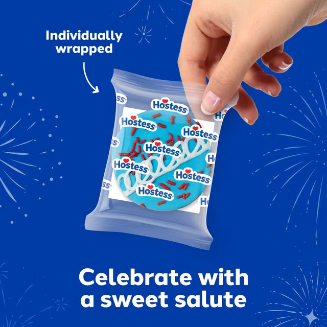 ( 4 PACK ) Hostess Patriotic Cupcakes, Golden Snack Cakes, 11.57 oz Box (32 Pouches)