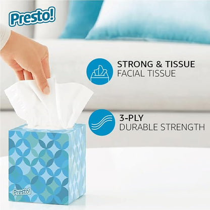 Presto! Premium 3-Ply Tissues (4-Box Bundle) – Soft Household Essential
