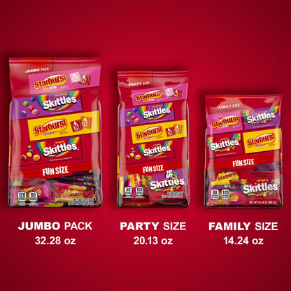 SKITTLES & STARBURST Fun Size Chewy Candy Variety Bag, Party Size, Assorted Fruit Flavored Candy, 20.13 oz Bulk Bag