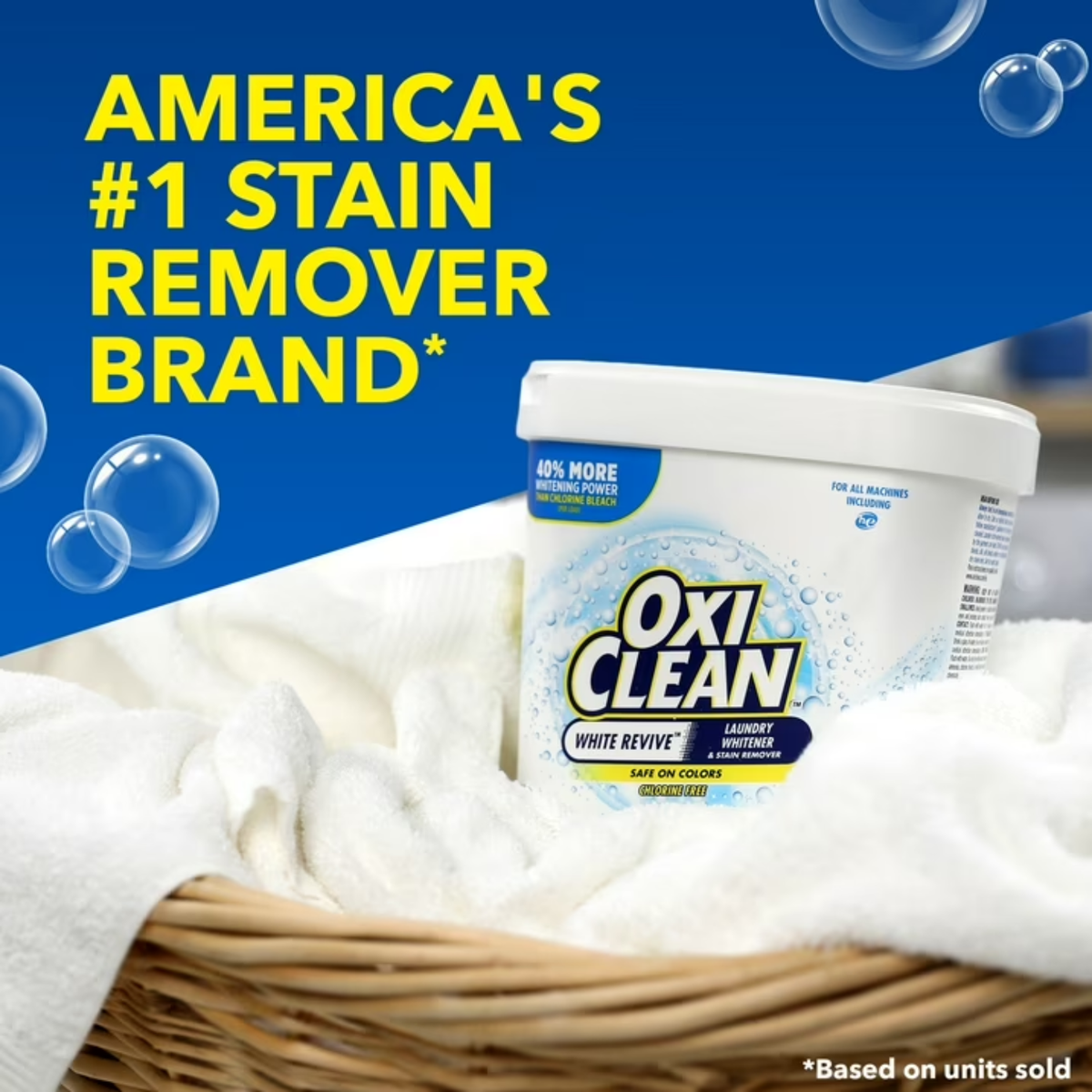 OxiClean White Revive Laundry Whitener & Stain Remover Power Paks, Chlorine-Free Whitening Formula, 24 Count