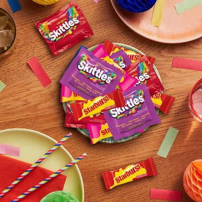 SKITTLES & STARBURST Fun Size Chewy Candy Variety Bag, Party Size, Assorted Fruit Flavored Candy, 20.13 oz Bulk Bag