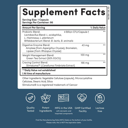 Nucific Bio-X4 4-in-1 Weight Management Probiotic, 90 Capsules