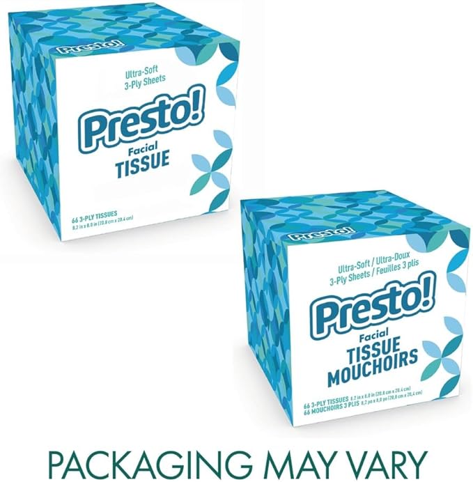 Presto! Premium 3-Ply Tissues (4-Box Bundle) – Soft Household Essential