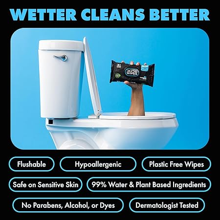 DUDE Wipes Unscented Flushable Wipes (48 Count) – Extra-Large & Gentle for Sensitive Skin | Septic & Sewer Safe