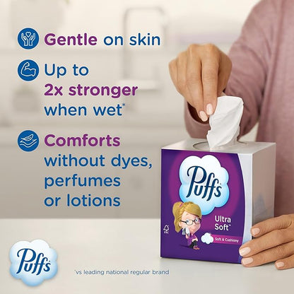 Puffs Ultra Soft Family Pack Tissues (4-Box Bundle) – Gentle Household Grocery Essential