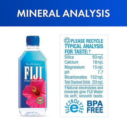 FIJI Natural Artesian Water, 500mL (16.9 Fl Oz) – 12-Pack | Premium Sustainable Hydration in 100% Recycled Plastic