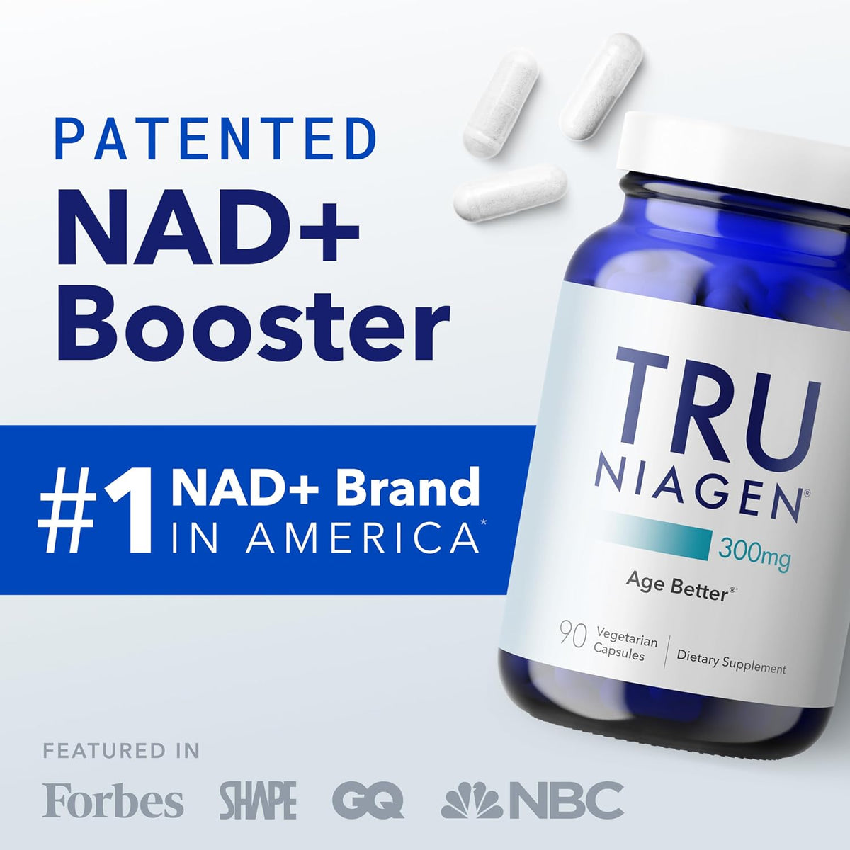 TRU NIAGEN NAD+ Supplement, Nicotinamide Riboside 300mg, 90 Daily Servings