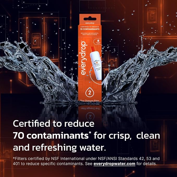 everydrop by Whirlpool Ice & Water Refrigerator Filter 2, Orange, EDR2RXD1