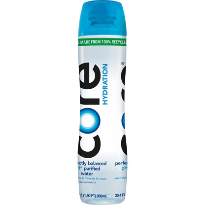 CORE Hydration Perfectly Balanced Water, 30.4 fl oz Bottle, Purified Drinking Water with Electrolytes & Minerals, pH 7.4