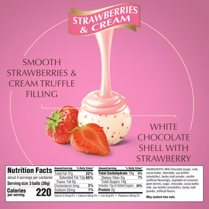 Lindt LINDOR Strawberries & Cream White Chocolate Truffles, Premium White Chocolate Candy with Strawberry Cream Filling, 5 Pack (5.1 oz Bags)
