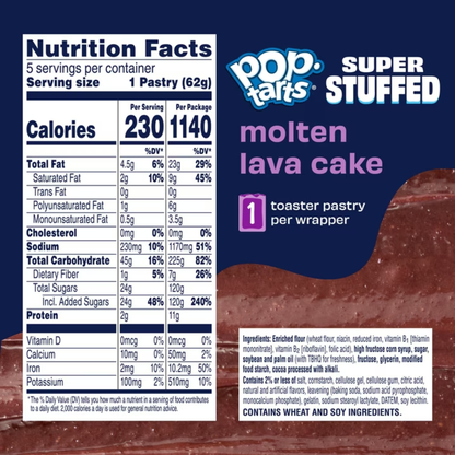 ( 4 PACK ) Pop-Tarts Super Stuffed Molten Lava Cake Toaster Pastries, 50% More Filling, Shelf-Stable, 10.9 oz (20 Count)