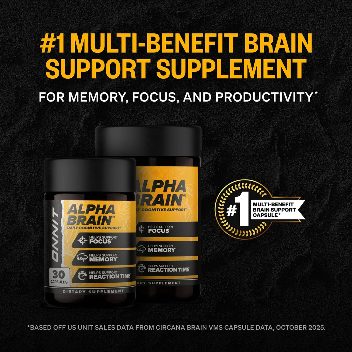 ONNIT Alpha Brain Nootropic Brain Supplement for Focus & Memory, 60 Count