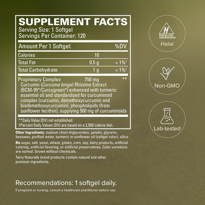 Terry Naturally CuraMed 750mg - Pain & Inflammation Relief - 120 Count