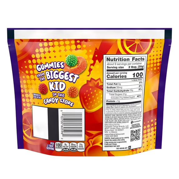 Shaq-A-Licious Slams Gummies, Fruit Flavored Chewy Gummy Candy, Soft & Chewy Assorted Fruit Flavors, 9.8 oz Bag