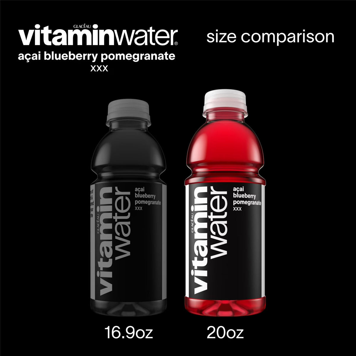 vitaminwater XXX Acai-Blueberry-Pomegranate Flavored Water Beverage, 20 fl oz Bottle, Nutrient Enhanced with Vitamins & Electrolytes