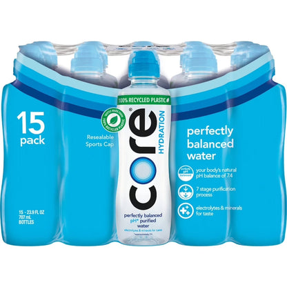CORE Hydration Nutrient Enhanced Water, 23.9 fl oz Bottles, 15 Pack, Purified Water with Electrolytes, Vitamins & Minerals