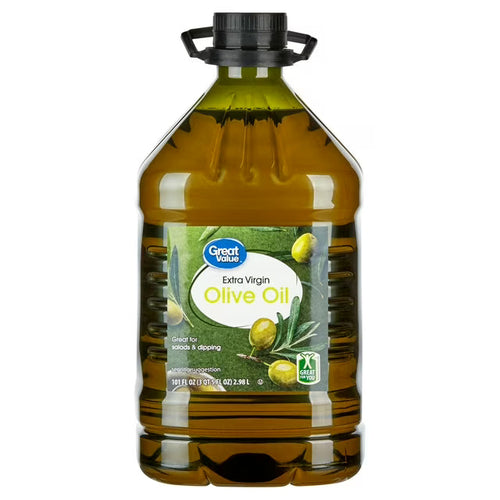 Great Value Extra Virgin Olive Oil, 101 fl oz Bottle, Premium Olive Oil for Cooking, Dressings, Marinades & Everyday Use