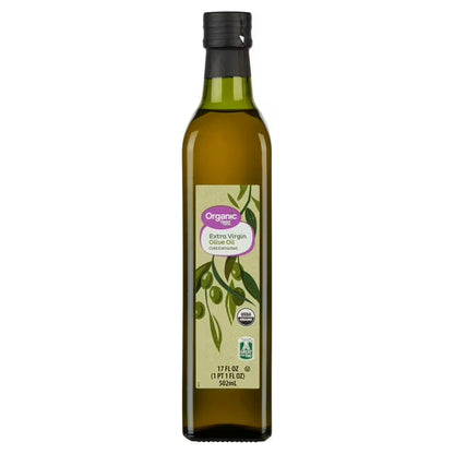 Great Value Organic Extra Virgin Olive Oil, 17 fl oz Bottle, Premium Organic Olive Oil for Cooking, Dressings & More