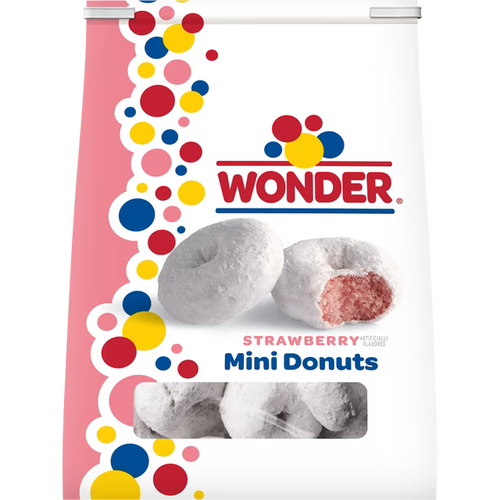 Wonder Strawberry Flavored Mini Donuts, Shareable Strawberry Donuts, 10 oz Bag