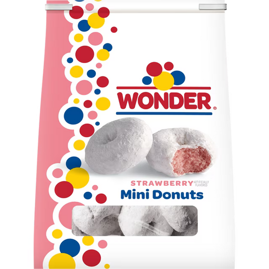 Wonder Strawberry Flavored Mini Donuts, Shareable Strawberry Donuts, 10 oz Bag