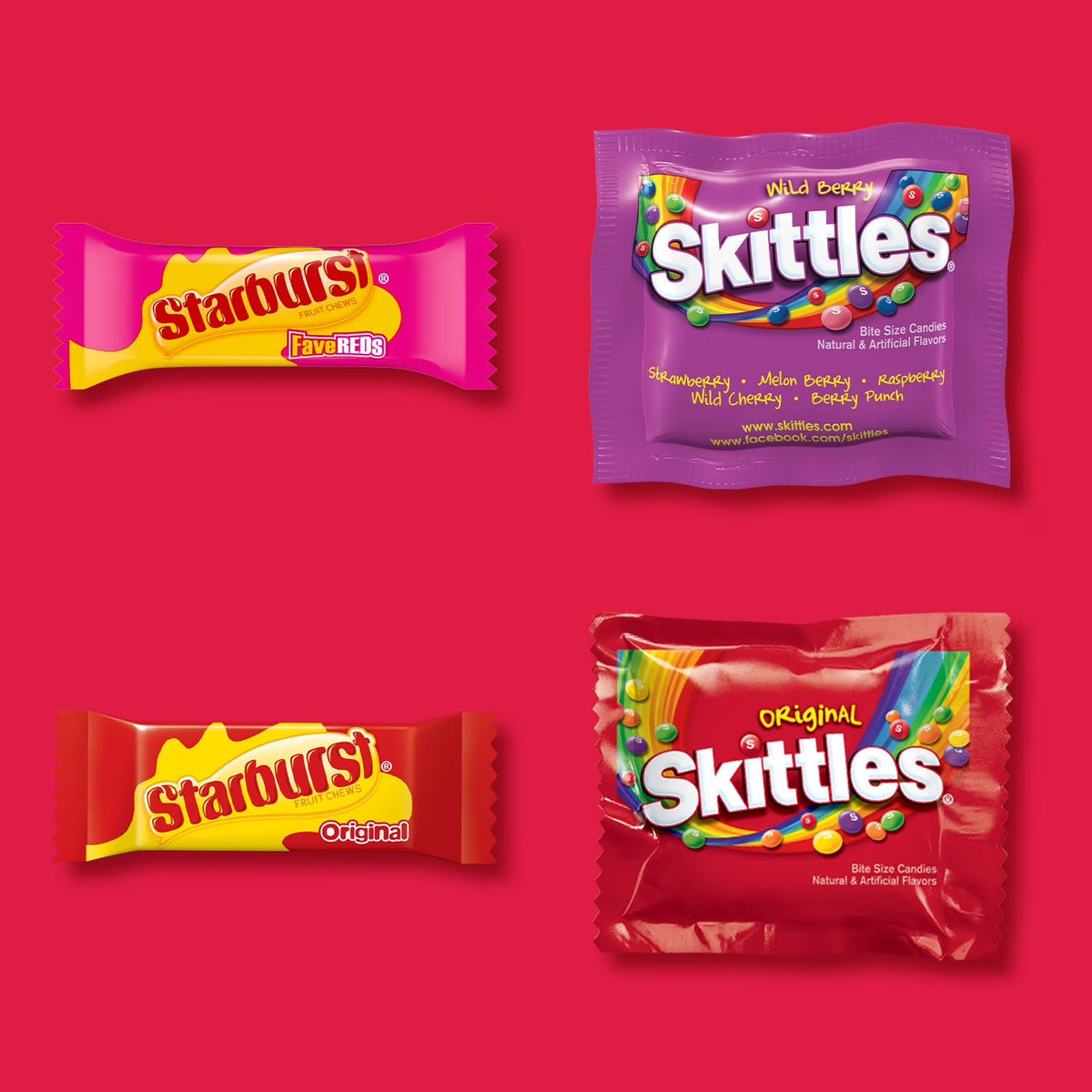 SKITTLES & STARBURST Fun Size Chewy Candy Variety Bag, Party Size, Assorted Fruit Flavored Candy, 20.13 oz Bulk Bag