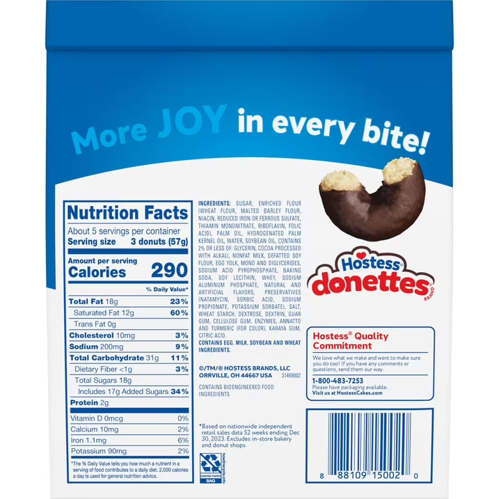 Hostess Donettes, Frosted Mini Donuts, 10.75 oz Bag