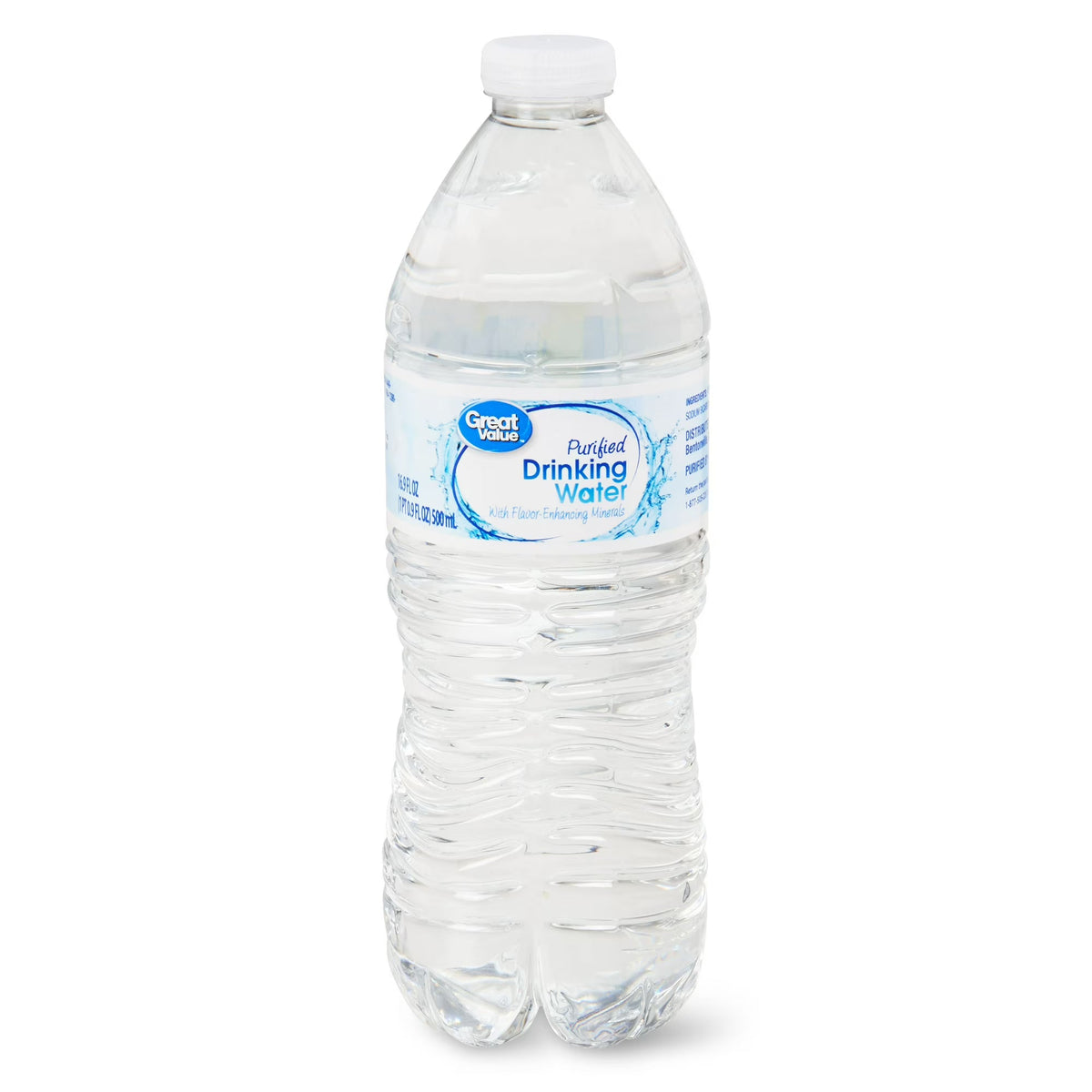 Great Value Purified Drinking Water, Bottled Water, 16.9 fl oz Bottles, 24 Count Pack