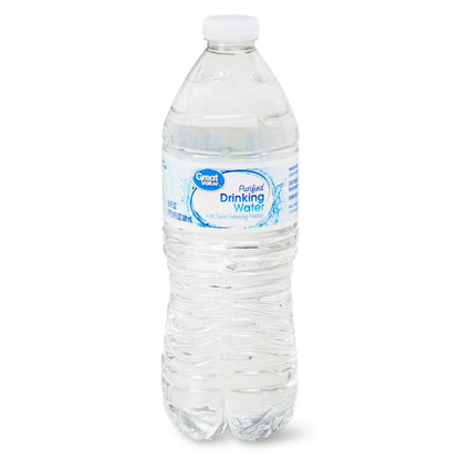 Great Value Purified Drinking Water, Bottled Water, 16.9 fl oz Bottles, 24 Count Pack