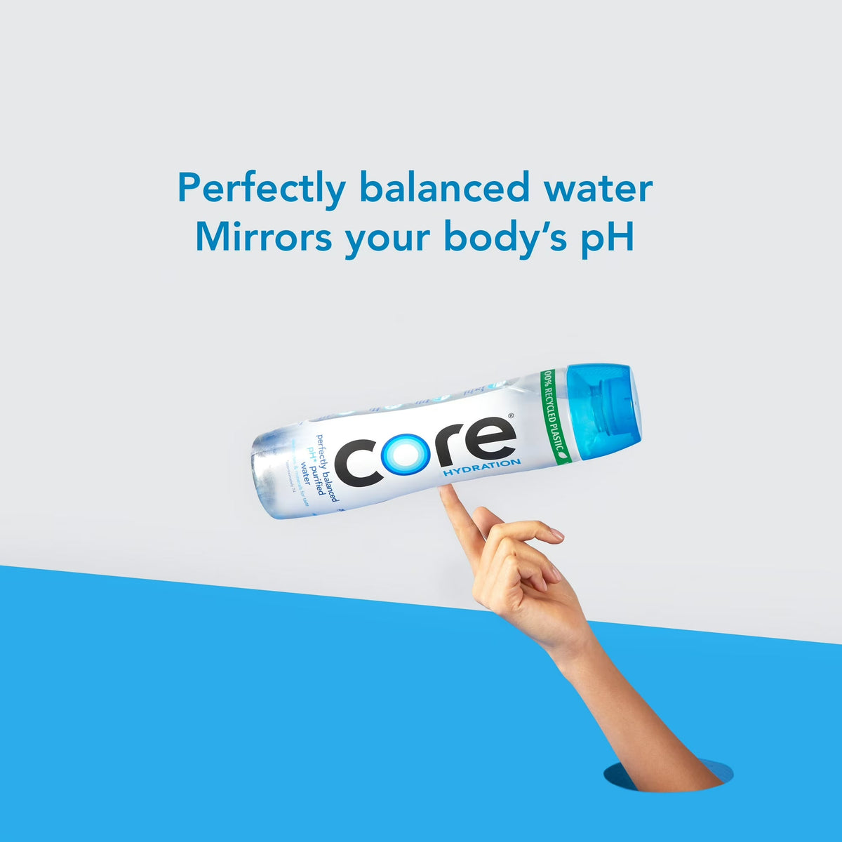 CORE Hydration Perfectly Balanced Water, 20 fl oz Bottle, pH 7.4, Purified Water with Electrolytes & Minerals, Cup Cap