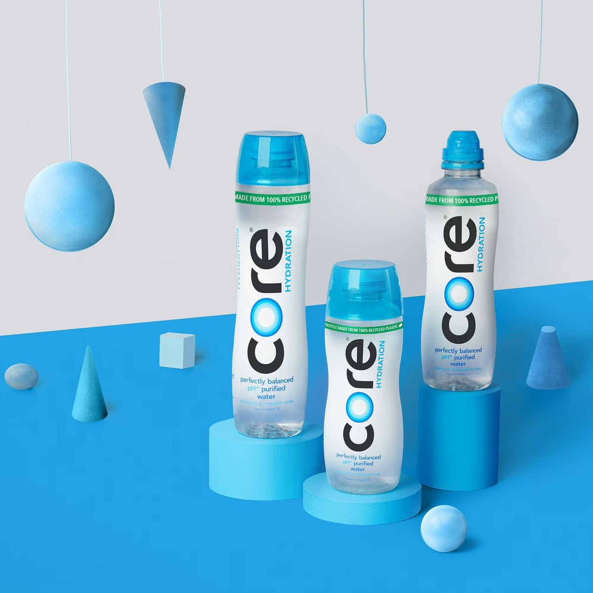 CORE Hydration Perfectly Balanced Water, 20 fl oz Bottle, pH 7.4, Purified Water with Electrolytes & Minerals, Cup Cap