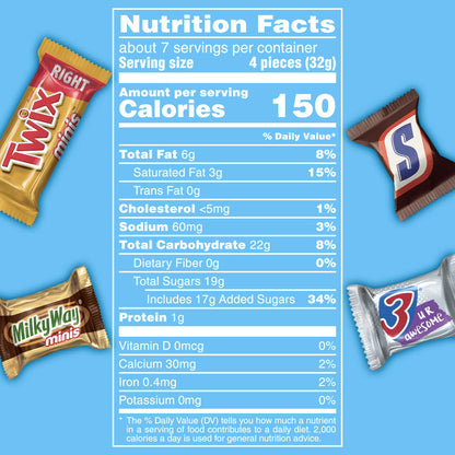 SNICKERS, TWIX & More Minis Chocolate Candy Bars Variety Pack, Assorted Mini Chocolate Candy, 8.31 oz Bag
