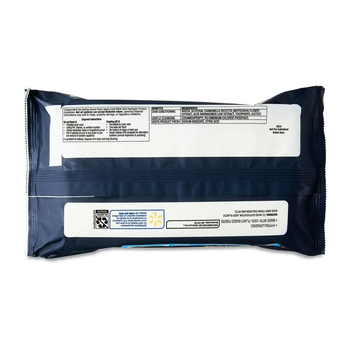 Equate Extra Large Flushable Wet Wipes, Fragrance Free, Gentle Cleansing Bathroom Wipes, 144 Count, 3 Pack