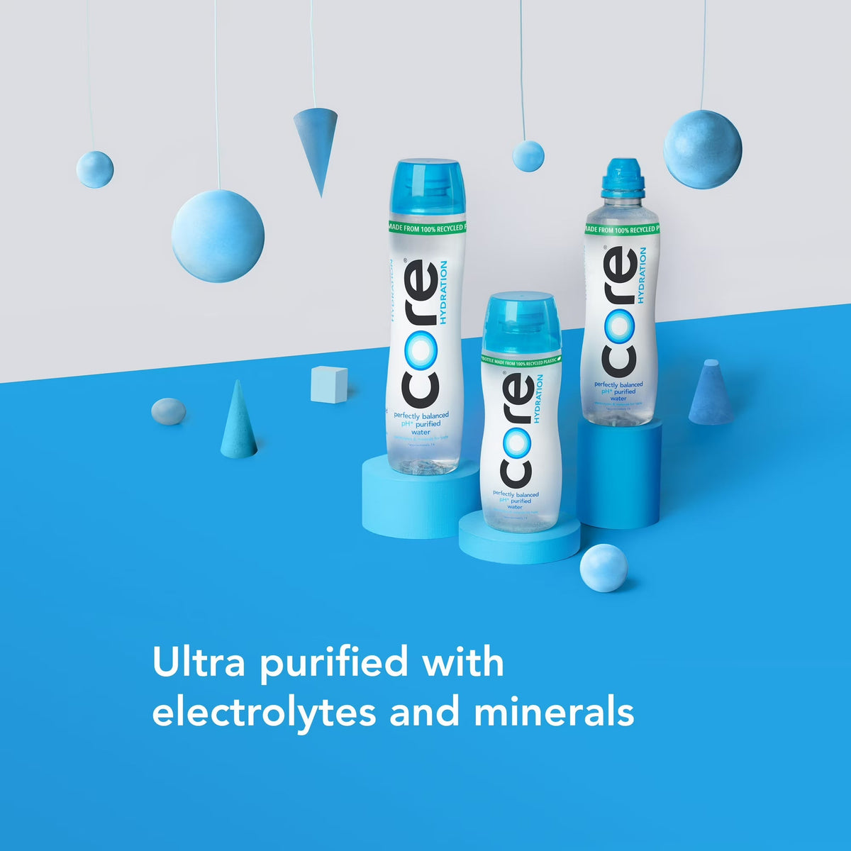 CORE Hydration Perfectly Balanced Water, 20 fl oz Bottle, pH 7.4, Purified Water with Electrolytes & Minerals, Cup Cap