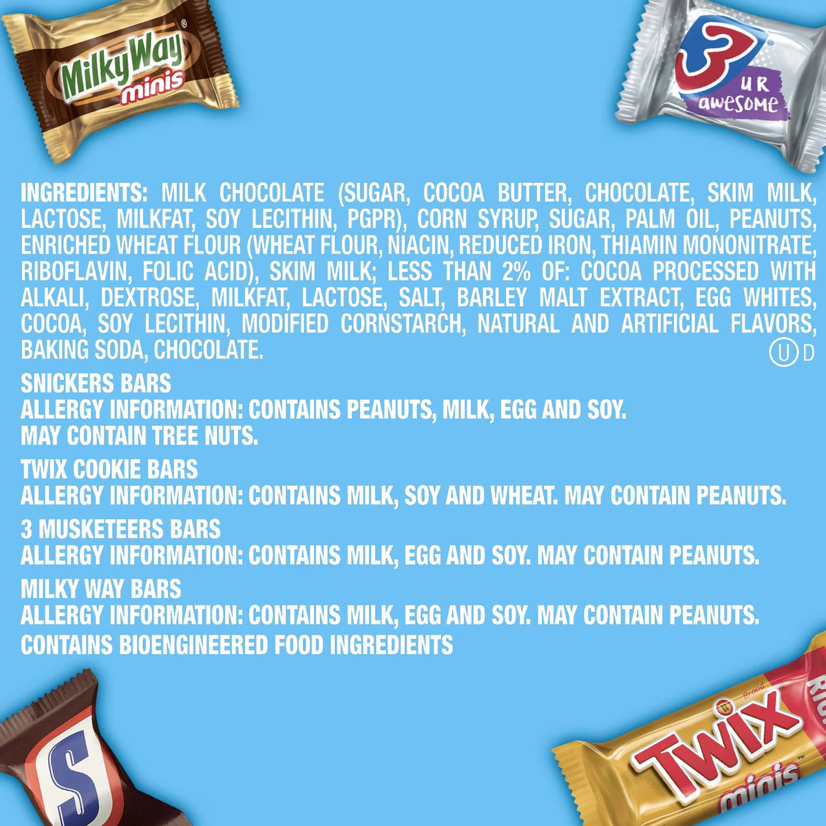 SNICKERS, TWIX & More Minis Chocolate Candy Bars Variety Pack, Assorted Mini Chocolate Candy, 8.31 oz Bag