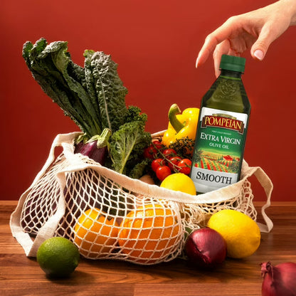 Pompeian Smooth Extra Virgin Olive Oil, Mild & Balanced Flavor, Premium Cooking Oil, 16 fl oz Bottle
