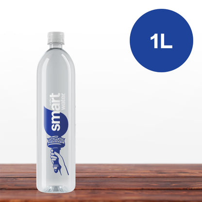 smartwater Vapor Distilled Water, 33.8 fl oz Bottle, Premium Purified Water with Electrolytes for Taste